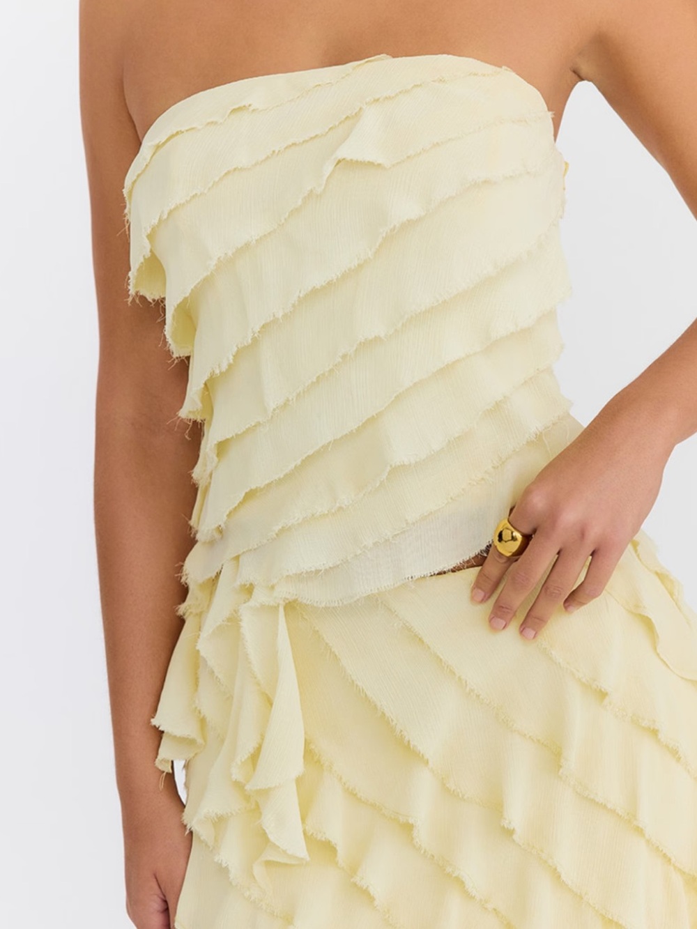 Mistress Rocks Vanilla Strapless Ruffle Top - Picture 6 of 11
